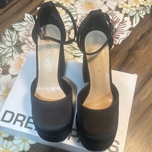 Dream Pairs Black Satin Ankle Strap Heels